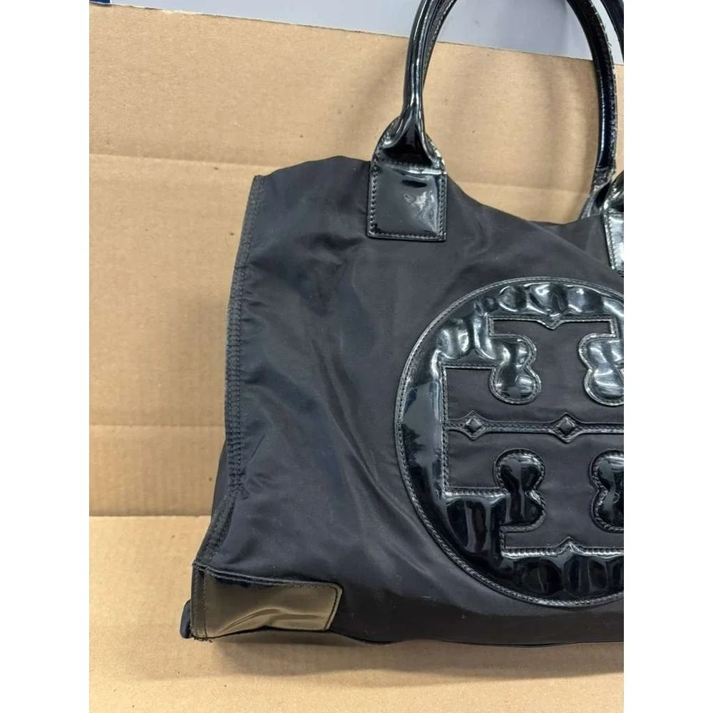 Tory Burch Ella Oversized‎ Logo Patch Recycled Nylon Tote Bag Black Large